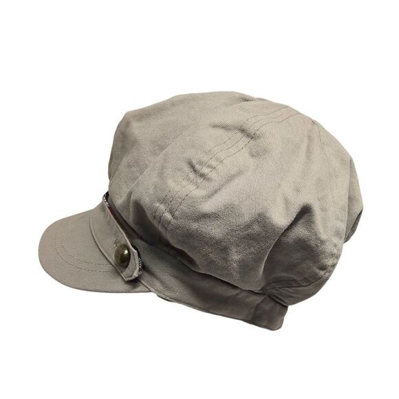 Lei Khaki Cotton Newsboy Hat With Plaid Accent & Brass Buttons boho cottagecore - Picture 3 of 9